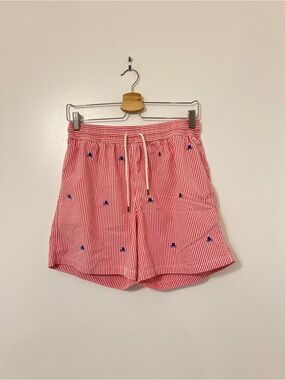 Ralph Lauren Skull & Bones Stripped Seersucker Swim Shorts